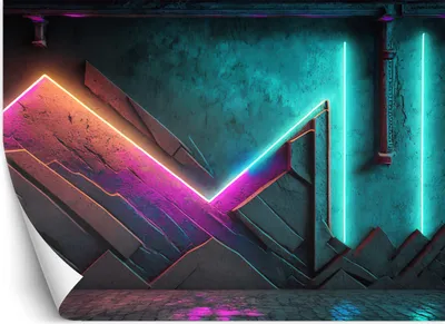 Produktbild von Vlies fototapete Neon futuristische Abstraktion 200x140 cm Feeby Blau inkl. Kleber einfache Montage
