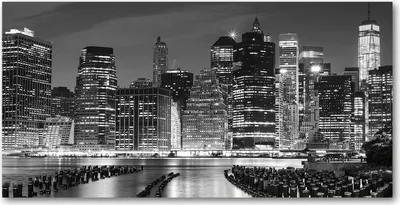 Produktbild von Tulup Glas-Bild -140x70- Wandkunst Dekorative Wand für Küche & Wohnzimmer - Sehenswürdigkeiten & Architektur - Manhattan bei Nacht - Schwarzweiß