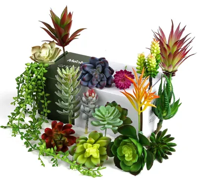Productafbeelding van Meneco Kunstsucculenten, kunstplanten - 16 stuks, levensechte namaakplanten