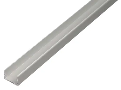 Zdjęcie produktu dla Alberts 030623 Profil U, samozaciskowy, aluminiowy, anodowany na srebrno, 1000 x 15,9 x 15 mm