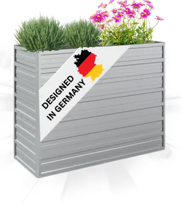 Produktbild von DELUKE® Hochbeet für Garten OSKAR Silber | 100x40x77cm | Verzinkter Stahl | Wetterfest | Gartenbeet Kräuterbeet Blumenbeet Beet hoch Frühbeet für Garten Gemüsebeet