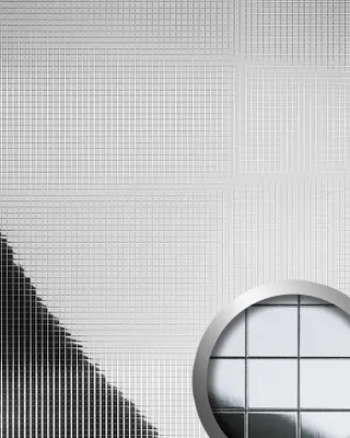 Immagine prodotto di Wallface 10639 M-Style Design Pannello di rivestimento in metallo a mosaico Piastrelle autoadesive riflettenti argento | 0,96 Qm