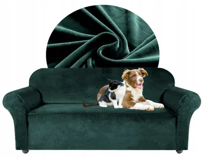 Produktbild von Sofabezug 2 Sitzer 145-185cm - Grün - Samt - Stretch Couchbezug - mit Schaumstoff-Stäben