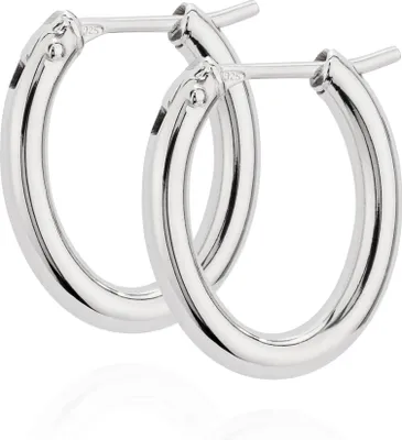 Produktbild von Paar 20mm zeitlose Klappcreolen 925 Silber Oval Ohrringe Damen Creolen Glanz