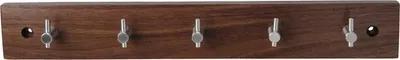 Produktbild von Garderobenleiste 5 Haken Holz/Edelstahl walnuss/edelstahl/gebürstet LxBxH 350/50/43 mm