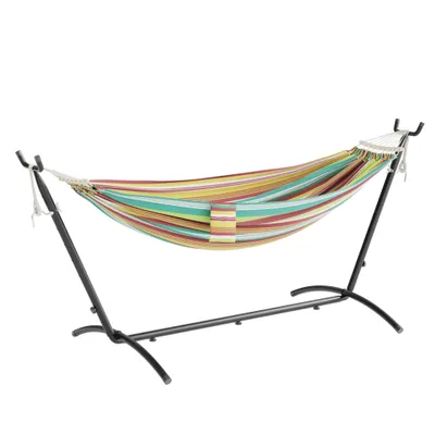 Produktbild von Mondeer Hängematte mit Gestell, bis 270kg Belastbar, Anti-Kipp Rahmen, Verstellbarer Liegewinkel, Tragbare Aufbewahrungstasche Zuhause Outdoor