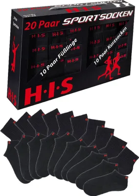 Produktbild von H.I.S. Kurzsocken 20 er-Pack schwarz Größe 43-46