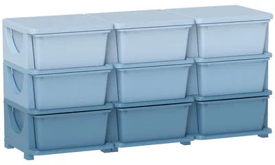 Immagine prodotto di Armadio per bambini con 9 cassetti | Colore: Blu | Dimensioni: 37x113x56,5 cm