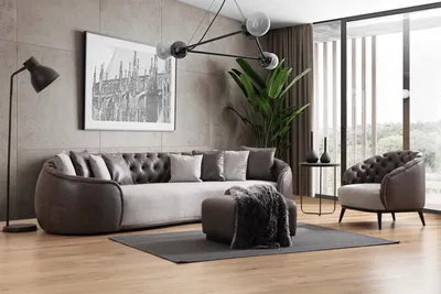 Produktbild von Sessel 1 Sitzer Couch Polster Luxus Design Textil mit Kunstleder Sofas