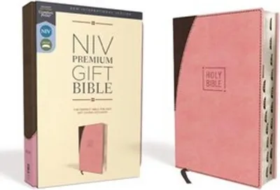 Produktbild von Niv, Premium Gift Bible, Leathersoft, Pink/Brown, Red Letter Edition, Indexed, Comfort Print