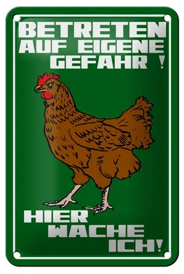 Produktbild von Blechschild Hinweis 12x18cm Betreten auf eigene Gefahr Hahn