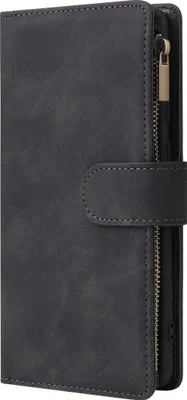 Produktbild von Mobigear Zipper Samsung Galaxy A71 Hülle Klapphülle Geldbörse - Schwarz