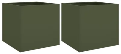 Zdjęcie produktu dla vidaXL Sadzarka 2 szt. Oliwkowa zieleń 42x40x39 cm stal