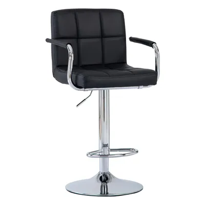 Produktbild von SevenComfort Barhocker, Barstuhl, 360° drehbar höhenverstellbar, Tresenhocker, Küchenhocker, mit Rückenlehne, Armlehnen und Füßstütze, Schwarz