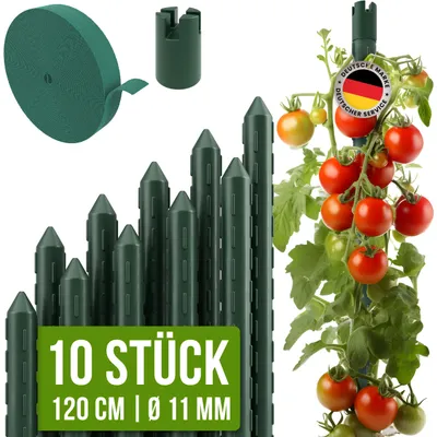Produktbild von TTL GARDEN Rankstäbe 10er Set 120cm 11mm Pflanzenstütze + Klettband