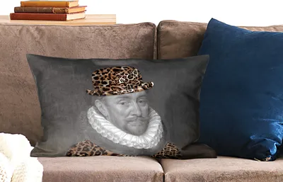 Produktbild von MuchoWow® Zierkissen Sofakissen Wohnzimmer Dekokissen 60x40 cm Wilhelm von Oranien - Pantherdruck - Kunst - Kopfkissen - Polster mit Foto