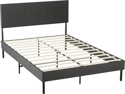 Image de TolleTour Cadre de lit tête haute Cadre de lit robuste Capacité de charge maximale 350 kg pour lit de chambre à coucher Similicuir 140*200CM