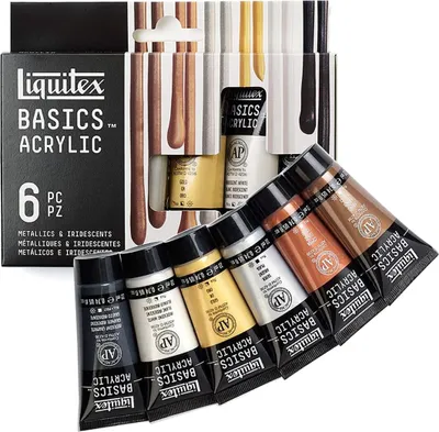 Produktbild von Liquitex Basics Acrylfarben-Set mit 6 Metallic-Farben – 22ml