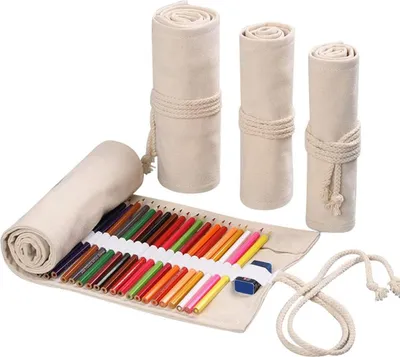 Produktbild von Stifterolle mit 72 F?chern, Kš¹nstler-Buntstiftrolle, kurze Pinseltasche, Stifteorganizer zum Zeichnen, Malen und Skizzieren (Wei?, 72 F?cher)