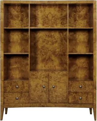 Produktbild von Casa Padrino Luxus Bücherschrank mit 2 Türen und 4 Schubladen Hellbraun 150 x 35 x H. 190 cm - Büroschrank - Wohnzimmerschrank - Luxus Qualität