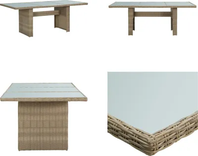 Produktbild von vidaXL Garten Esstisch Braun 200x100x74 cm Glas und Poly Rattan - Gartentisch - Gartentische - Outdoor-Tisch - Outdoor-Tische