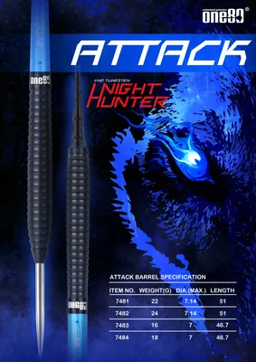 Produktbild von One80 Night Hunter Attack Softtip 18 Gramm