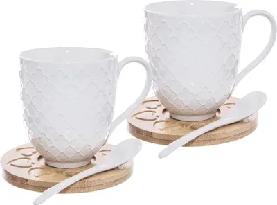 Produktbild von Orion Porzellanbecher Becher Kaffeebecher Teebecher Porzellantassen WHITELINE 370 ml 2er-Set
