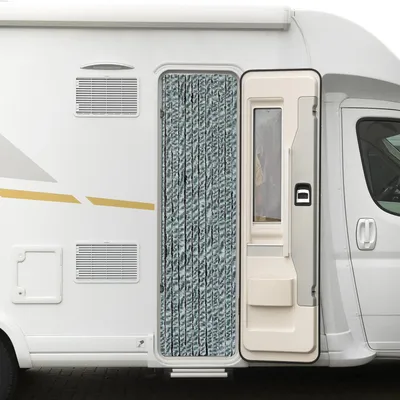 Produktbild von Moritz Flauschvorhang aus Chenille 56 x 185 cm weiss/silber/grün meliert Türvorhang als Fliegenschutz Insektenschutz für Camping Wohnwagen