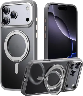Immagine prodotto di Per Apple iPhone 17 Pro Max smerigliato 360 anello MagSafe TPU + PC Custodia protettiva Grigio