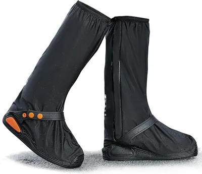 Produktbild von Schwarze, wasserdichte Überschuhe XL, wiederverwendbar, mit Reflektorstreifen, rutschfest, für Radfahren/Regen