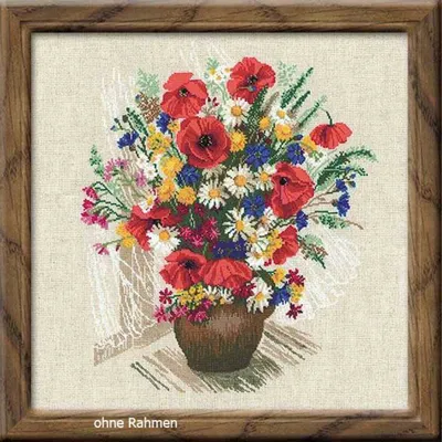 Produktbild von Auslaufmodell Riolis Kreuzstich-Set "Sommerblumen und Mohnblumen", Zählmuster