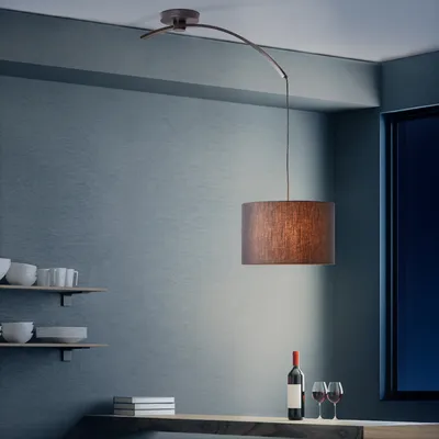 Produktbild von BRILLIANT  Pendelleuchte Daria | schlichte und harmonische Deckenleuchte | schwenkbar | Metall/Textil | schwarz | 1x E27 max. 40 W | IP20