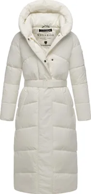Produktbild von Navahoo Damen Winterjacke Steppmantel lang warm mit Gürtel Eisblick Offwhite 40 - L