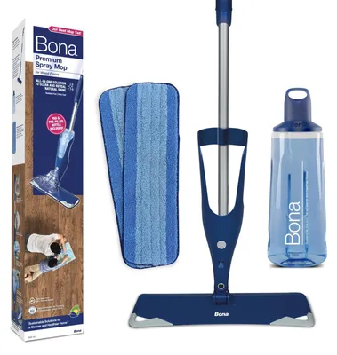 Productafbeelding van Spray mop - Dweilsysteem - 360° draaibare mopvoet - 42 cm - Voor houten vloeren, inclusief vloerreiniger 0,85 L