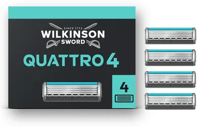 Image de Lames de rechange pour rasoir Wilkinson Sword Quattro, pack de 4