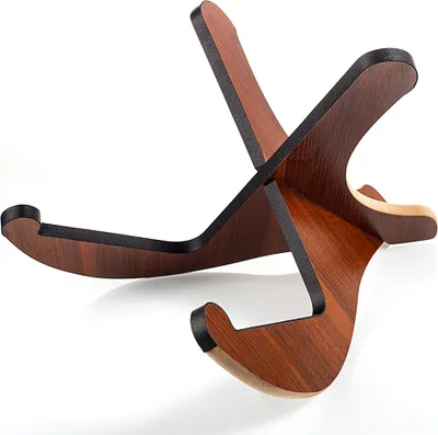 Produktbild von Gitarrenständer aus Holz mit verdickender Anti-Rutsch-Polsterung Universal-Akustikgitarrenständer Tragbarer Saiteninstrumentenhalter für klassische Akustikbassgitarren