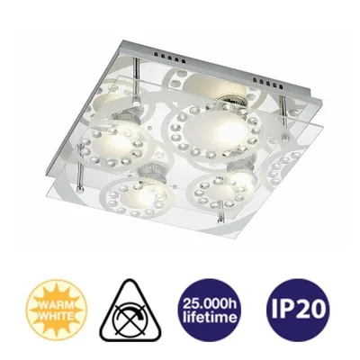 Produktbild von Briloner LED Deckenleuchte Tora Chrom 30x30cm 4 x 3W GU10 1000lm Warmweiß 3000K