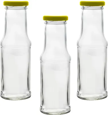 Produktbild von Leere Glasflasche Saftflasche Milchflasche Smoothie Einmachglas mit Deckel 200ml 3 Stück
