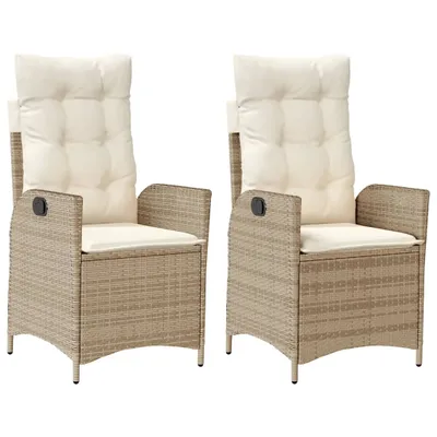 Produktbild von Gartensessel mit Kissen 2 Stk. Verstellbar Beige Poly Rattan