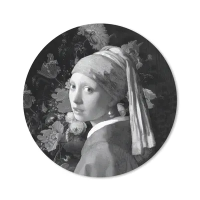 Produktbild von MuchoWow® Mauspad Mousepad Das Mädchen mit dem Perlenohrring - Johannes Vermeer - Schwarz und weiß 40x40 cm - Mousepads - Maus Mat - Pad - Mausunterlage - Schreibtisch Accessoires