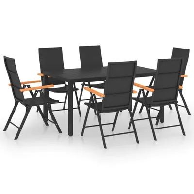 Immagine prodotto di set da pranzo da giardino 7 pezzi nero e marrone