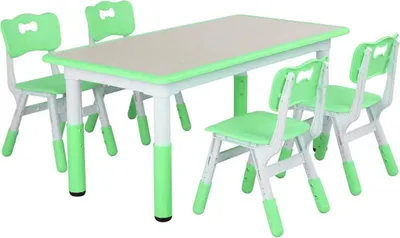 Immagine prodotto di Tavolo per bambini con 4 sedie - Lavagna per attività per bambini regolabile in altezza - grigio chiaro - 120x60cm
