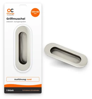 Produktbild von Edelstahl Griffmuschel hochglanzpoliert Griffmulde Muschelgriff Möbelgriff Chrom rund