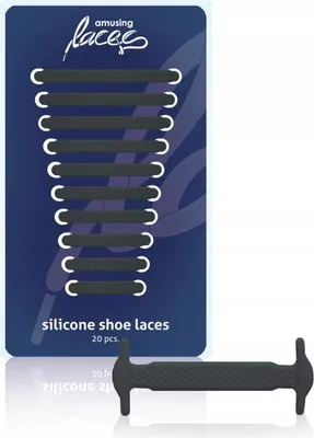 Produktbild von Silikonschnürsenkel ohne Bindung Amusing Laces - 20 stk - Schwarz