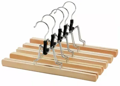 Produktbild von SEVICO HOLZKLEIDERBÜGEL Hosenklemmbügel Kleiderbügel Set FÜR RÖCKE UND HOSEN 5ER SET F281-5SZT.