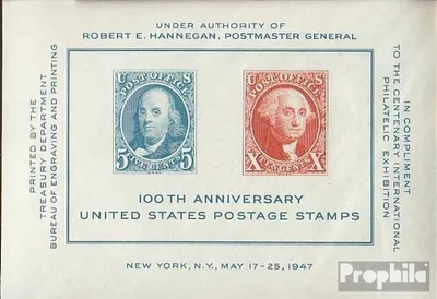 Produktbild von Briefmarken USA 1947 Mi Block9 (kompl.Ausg.) postfrisch Briefmarkenausstellung New York