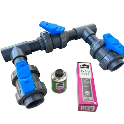Produktbild von Pool Bypass Set 50mm BLAU, Komplettset für Wärmepumpe Poolheizung