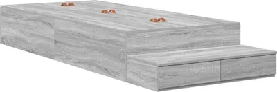 Image de Cadre de lit avec rangement avec tiroir Gris Sonoma 100 cm