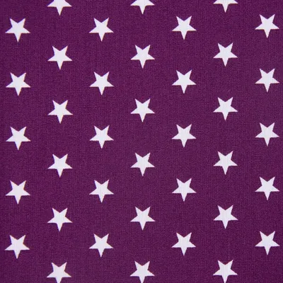 Produktbild von Baumwollstoff Meterware Sterne 1x1cm lila aubergine weiß 140cm