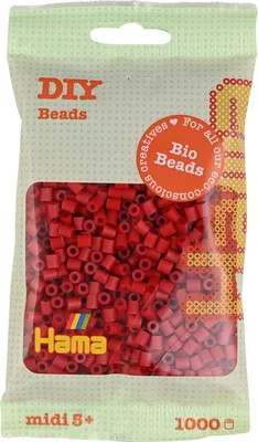Imagen del producto de Hama: 190-22 Perlas para planchar, , tamaño midi, color rojo medio, en bolsa